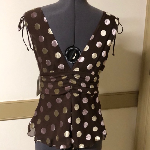 NEW Liquid silk sleeveless polkadot blouse size 4 - Picture 9 of 12